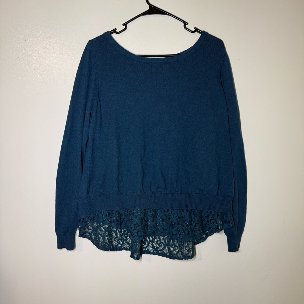 Torrid Teal Knit Top with Lace Detail